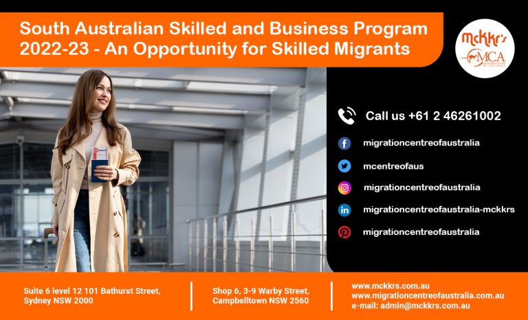 South Australian Skilled and Business Program 2022-23 – An Opportunity for Skilled Migrants